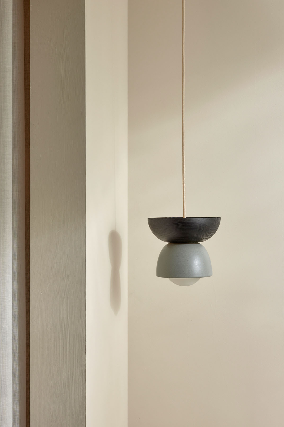 Terra 00 Pendant Light - Fabric Fog, Blackened Ash, Brushed Nickel