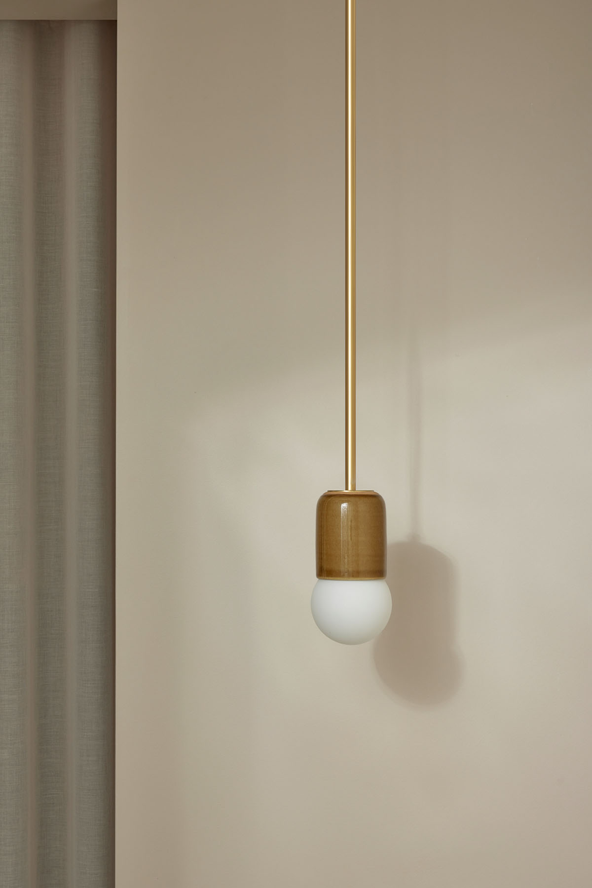 Terra 1 Pendant Light - Solid Rod Chartreuse, Brass