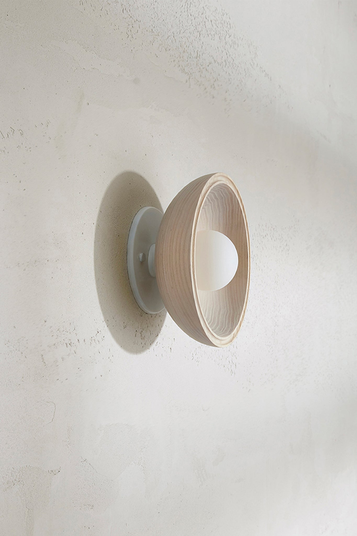 Selene Surface Sconce Small Bleached Ash & White Satin