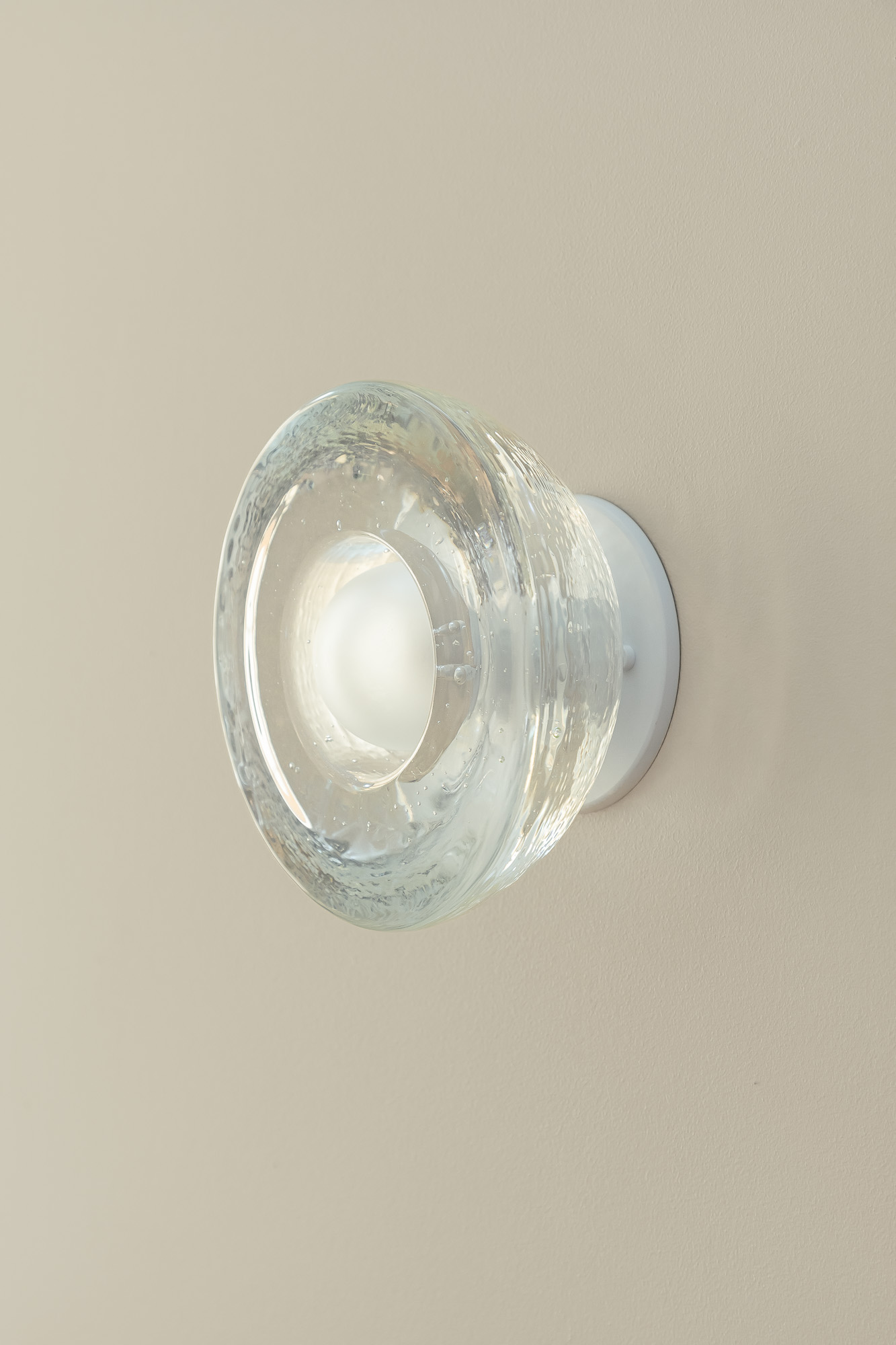Aurelia Surface Sconce Cast Glass & White Satin