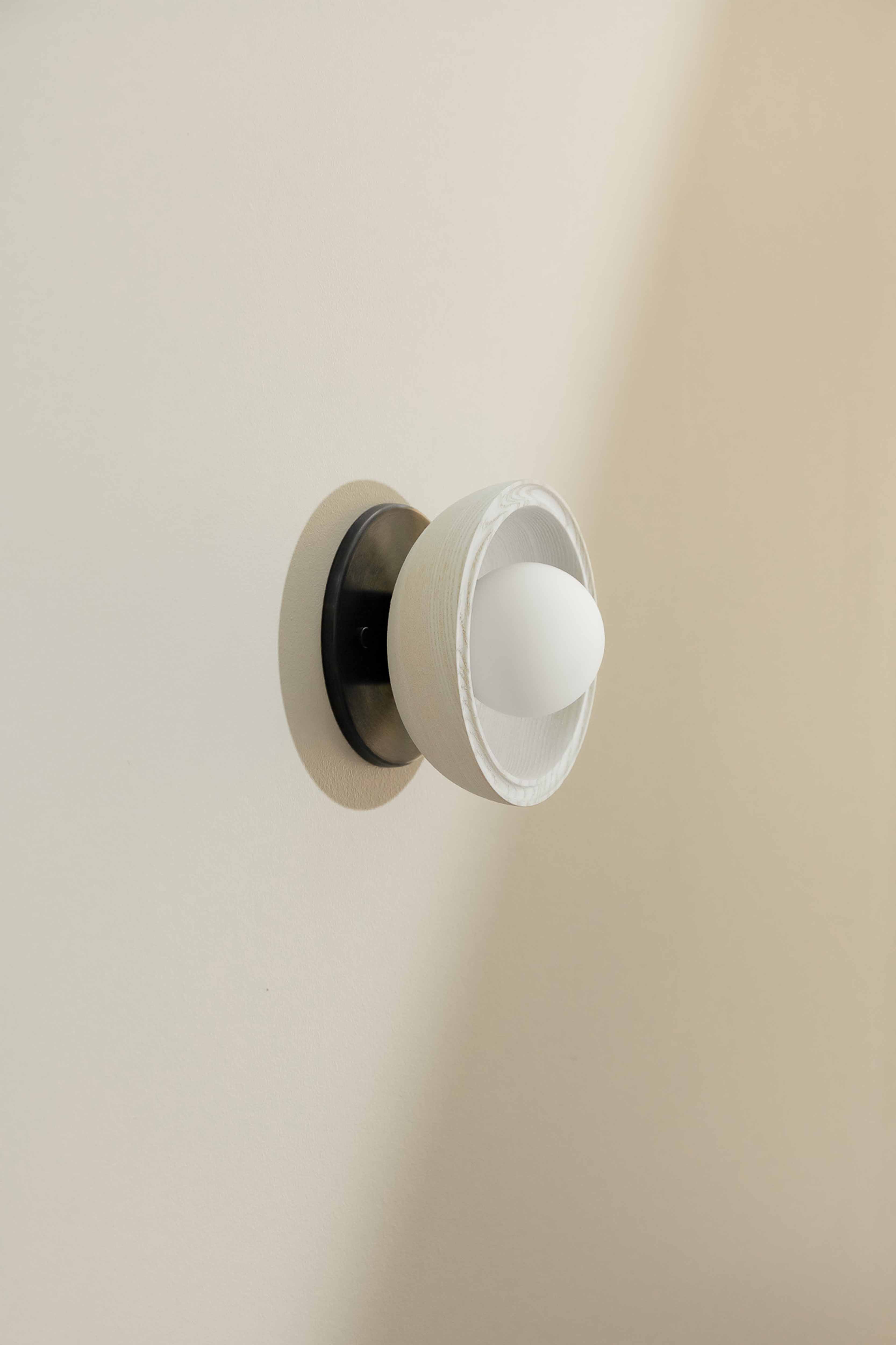 Selene Surface Sconce Mini Bleached Ash & Brushed Black
