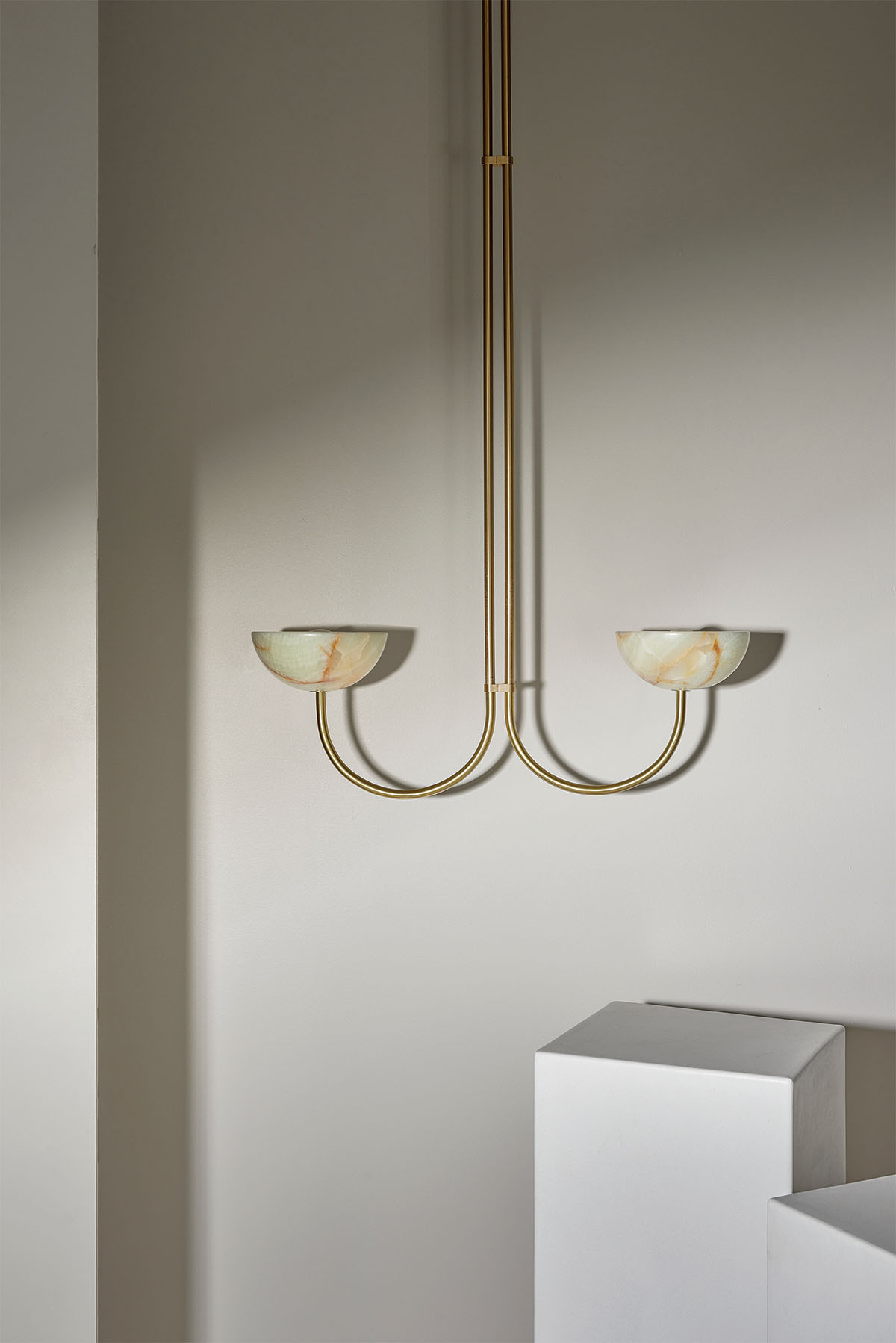 Aurelia Double Pendant Large Jade Onyx & Brass Rod
