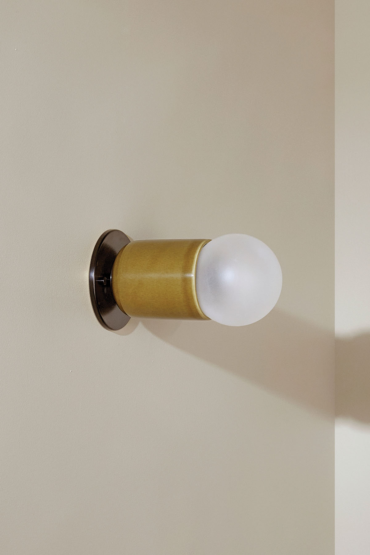Terra 1 Surface Sconce Chartreuse, Brushed Black, Slim Base Junction Box Adaptor