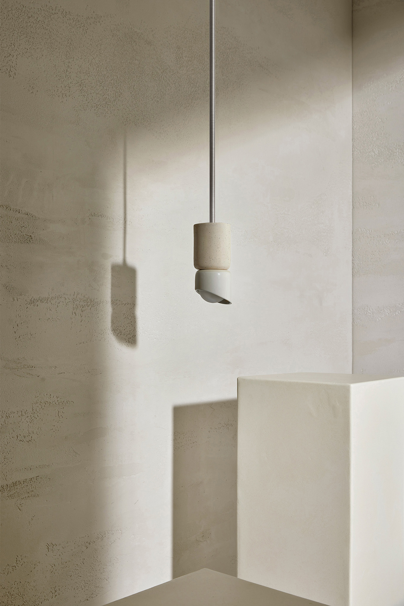 Terra 1.5 Pendant Light - Solid Rod Vanilla Bean, Brushed Nickel