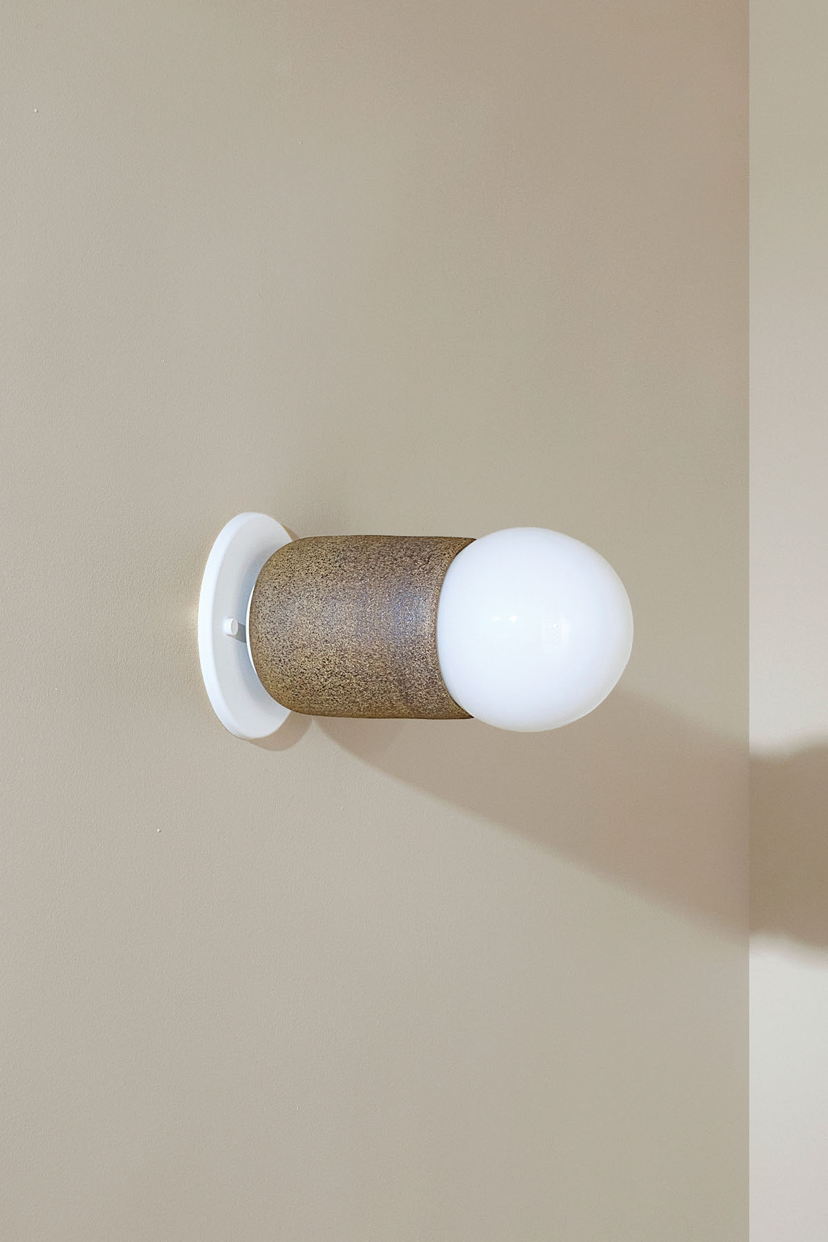 Terra 1 Surface Sconce Clay, White Satin, Slim Base Junction Box Adaptor