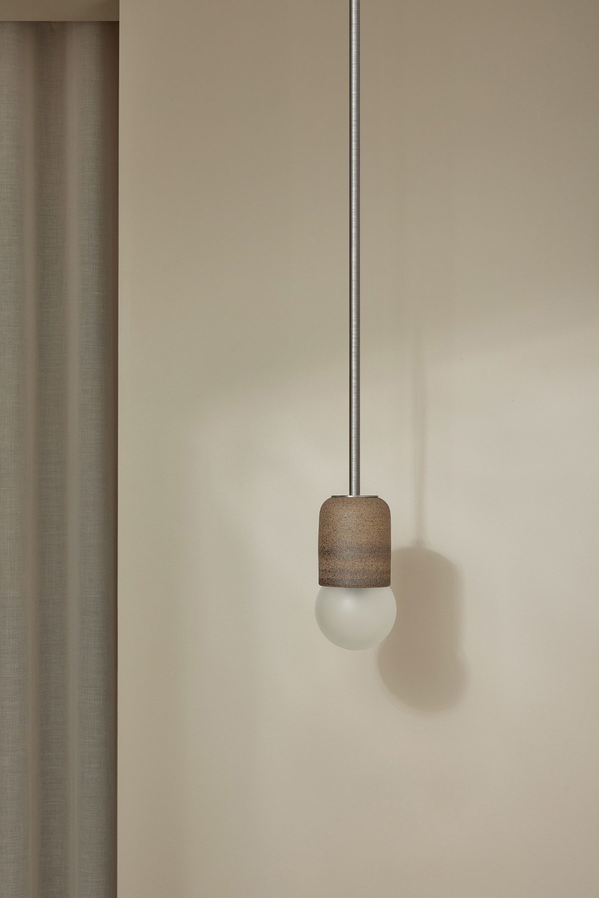 Terra 1 Pendant Light - Solid Rod Clay, Brushed Nickel