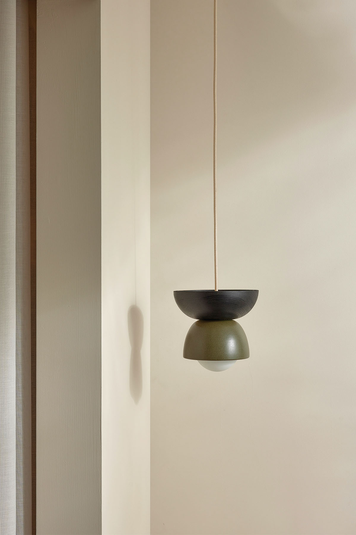 Terra 00 Pendant Light - Fabric Olive, Blackened Ash, Brushed Nickel