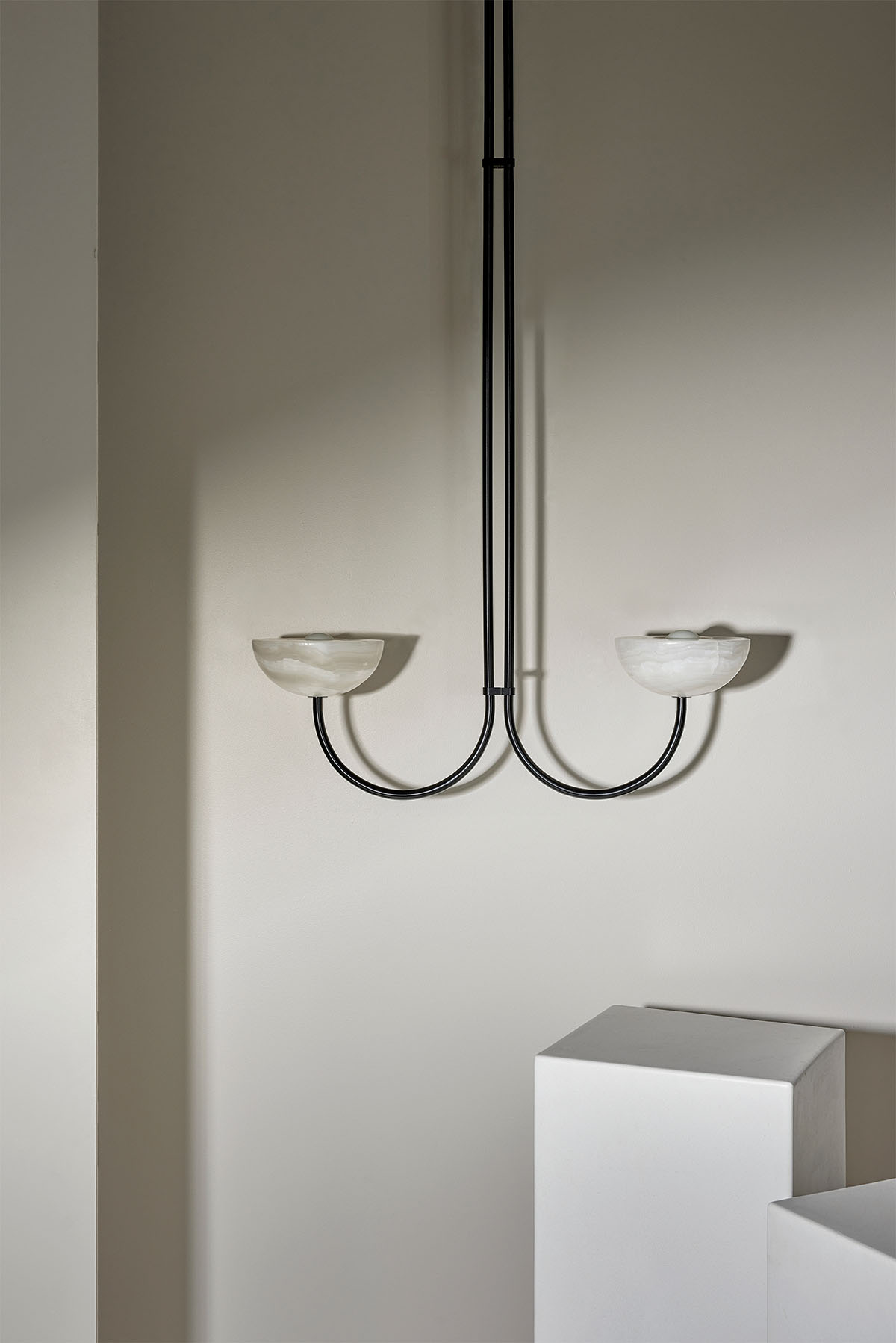 Aurelia Double Pendant Small White Onyx & Brushed Black