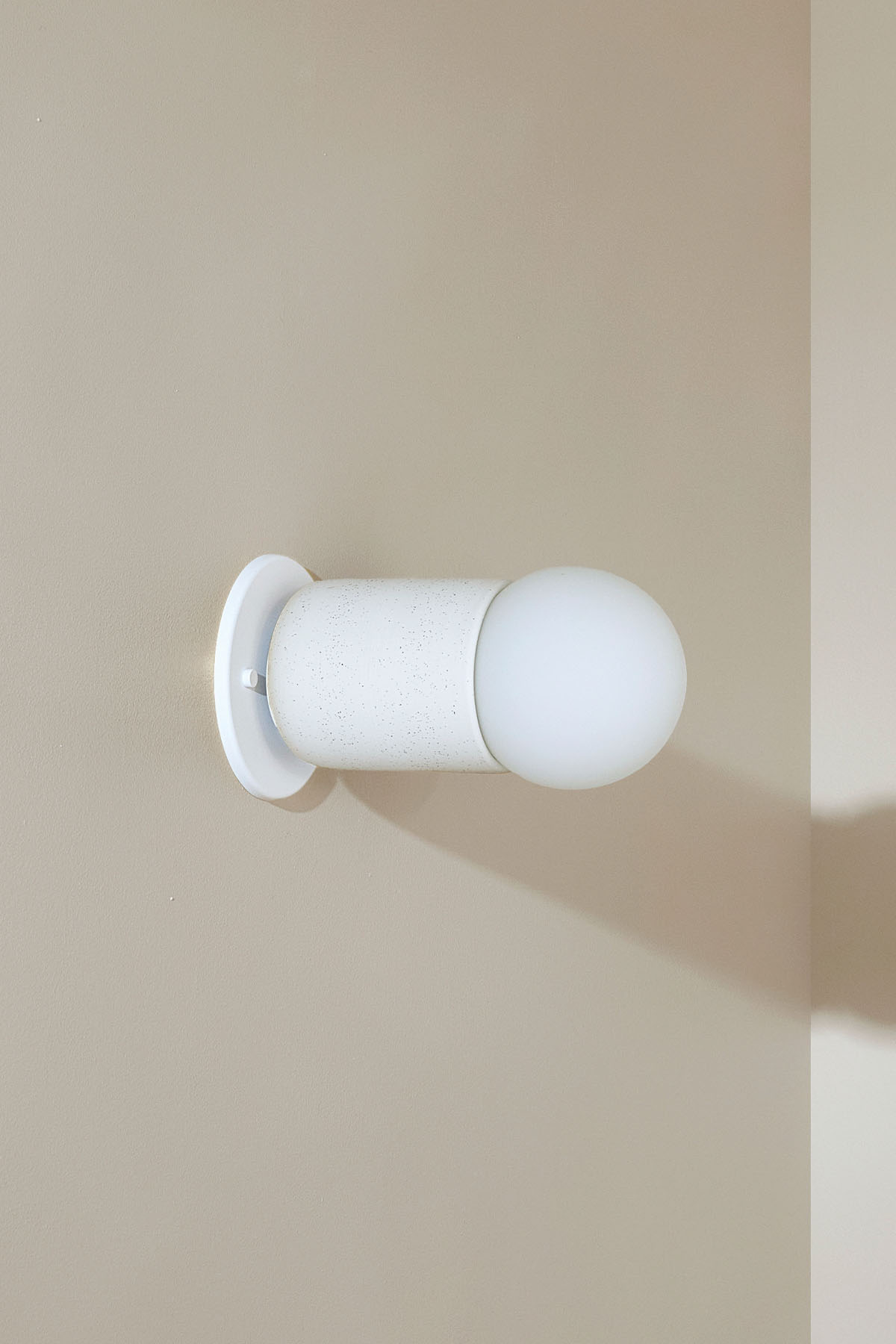 Terra 1 Surface Sconce Vanilla Bean, White Satin, Slim Base Junction Box Adaptor