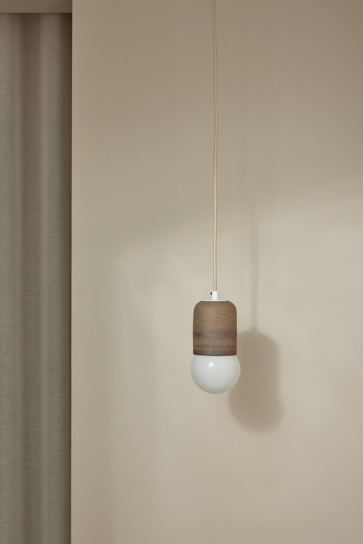 Terra 1 Pendant Light - Fabric Clay, White Satin