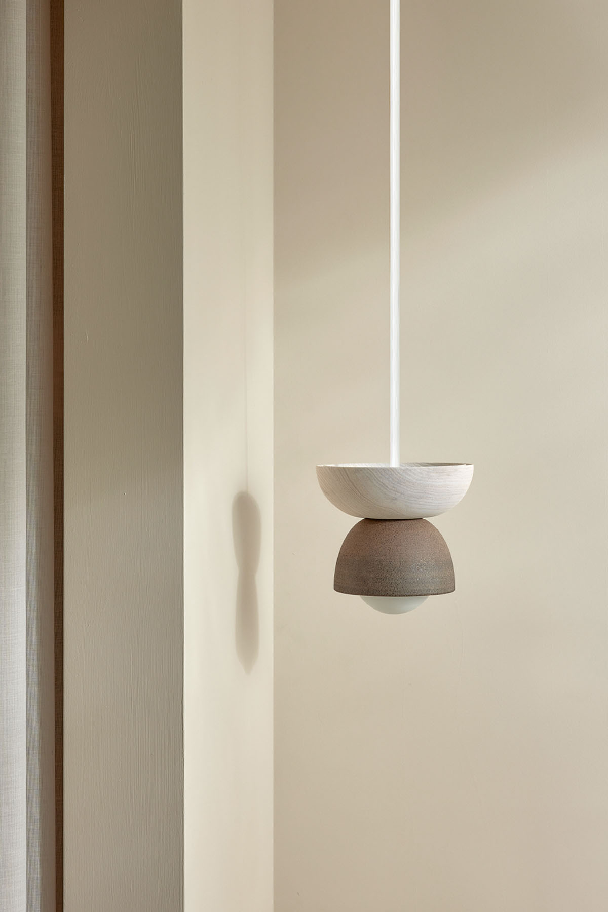 Terra 00 Pendant Light - Solid Rod Clay, Bleached Ash, White Satin