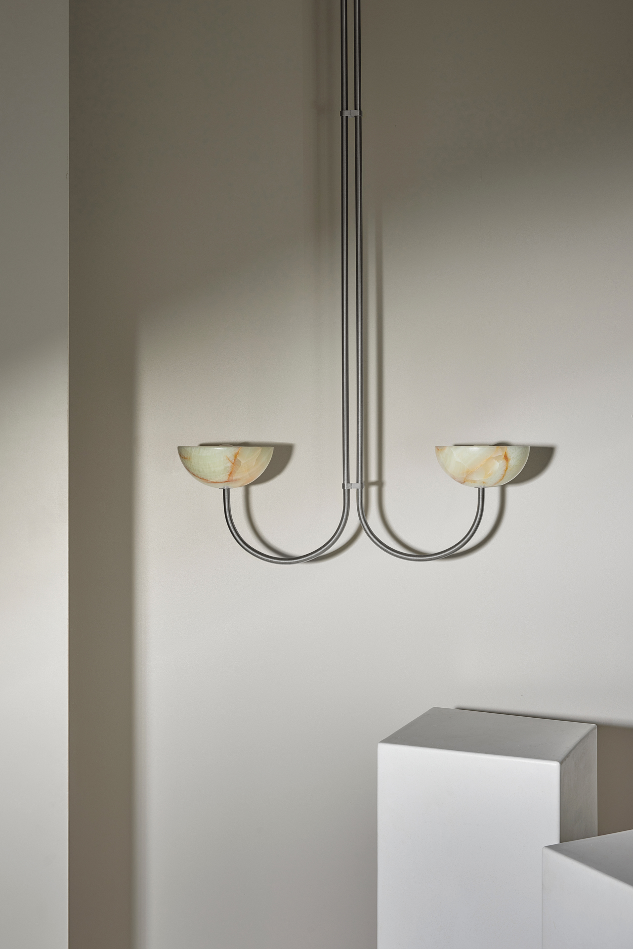 Aurelia Double Pendant Large Jade Onyx & Brushed Nickel