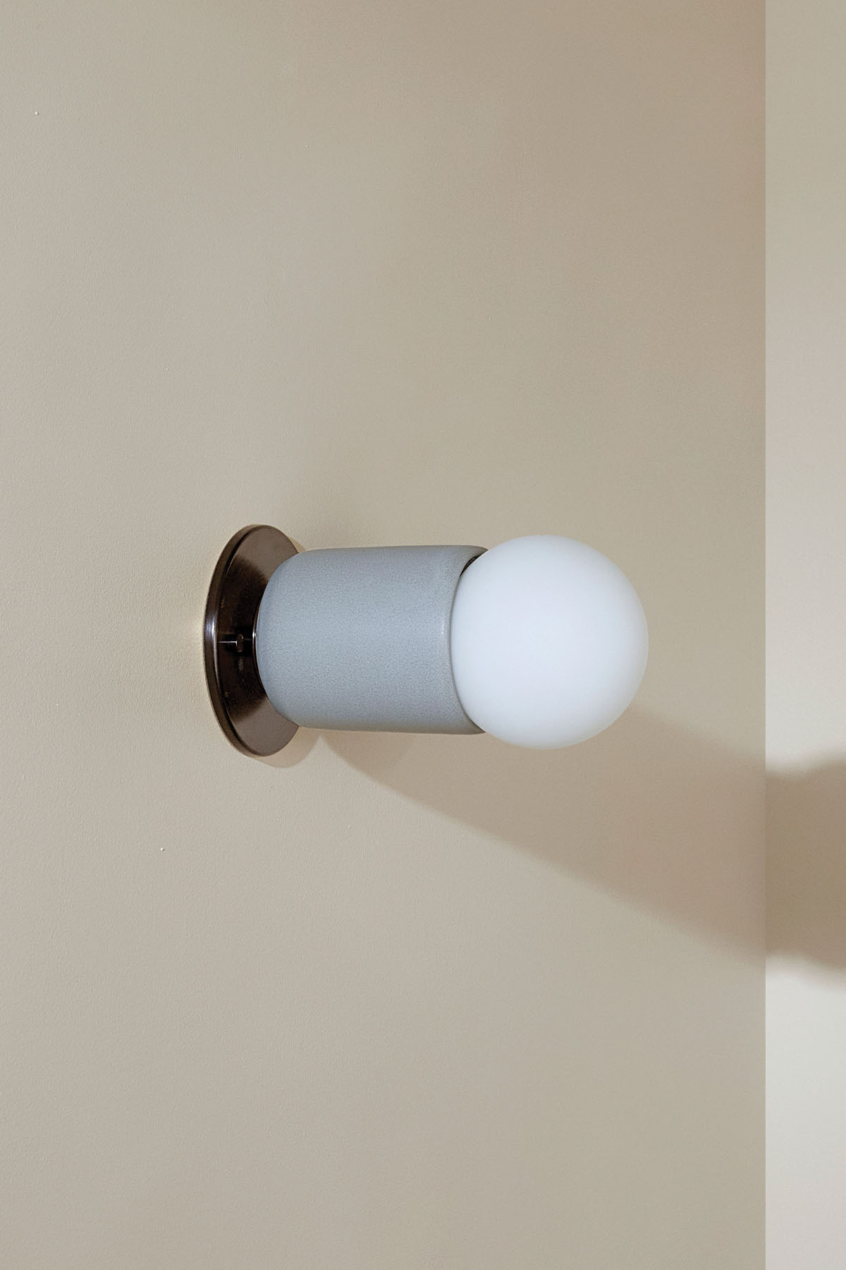 Terra 1 Surface Sconce Fog, Brushed Black, Slim Base Junction Box Adaptor