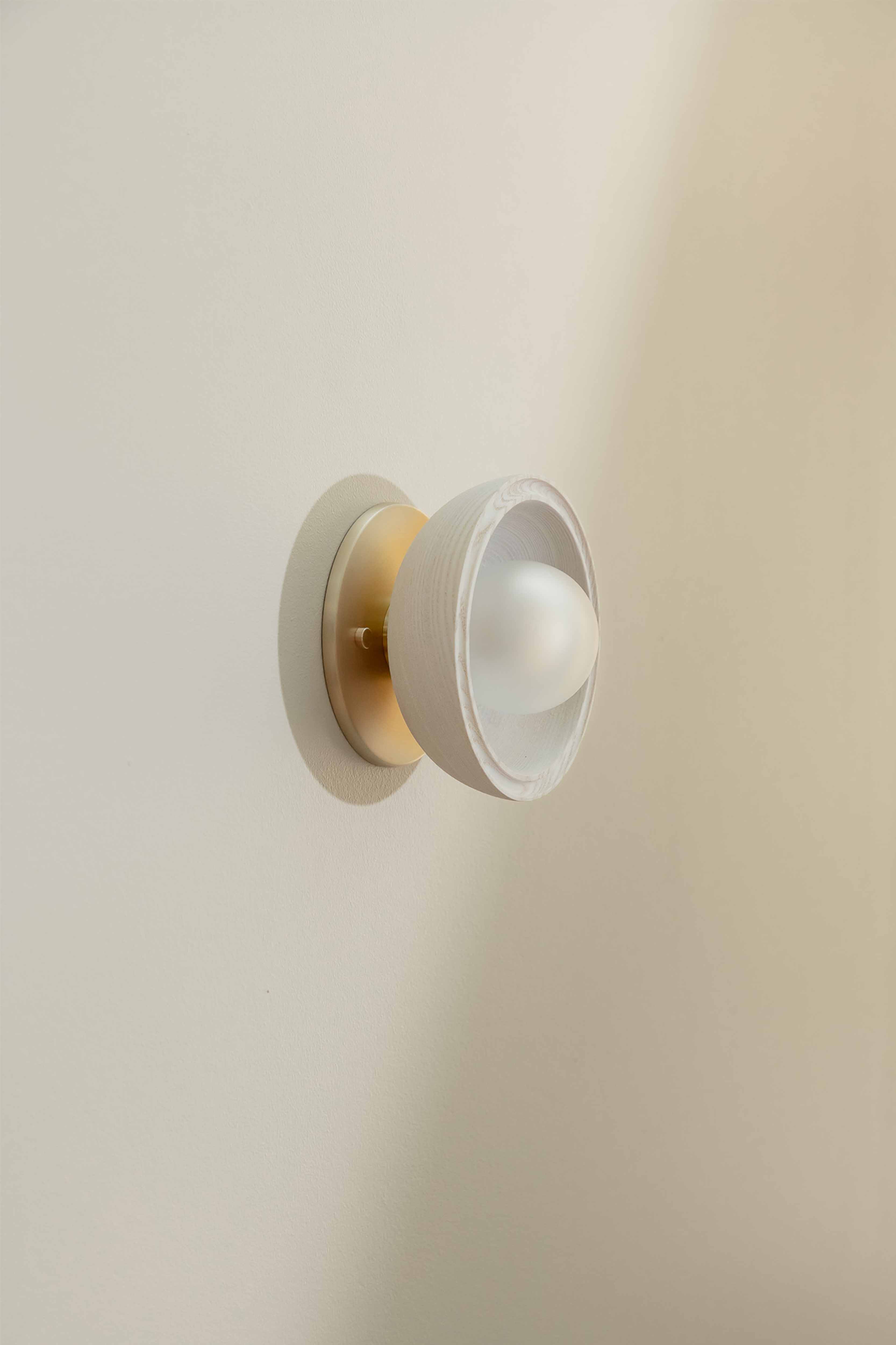 Selene Surface Sconce Mini Bleached Ash & Brass