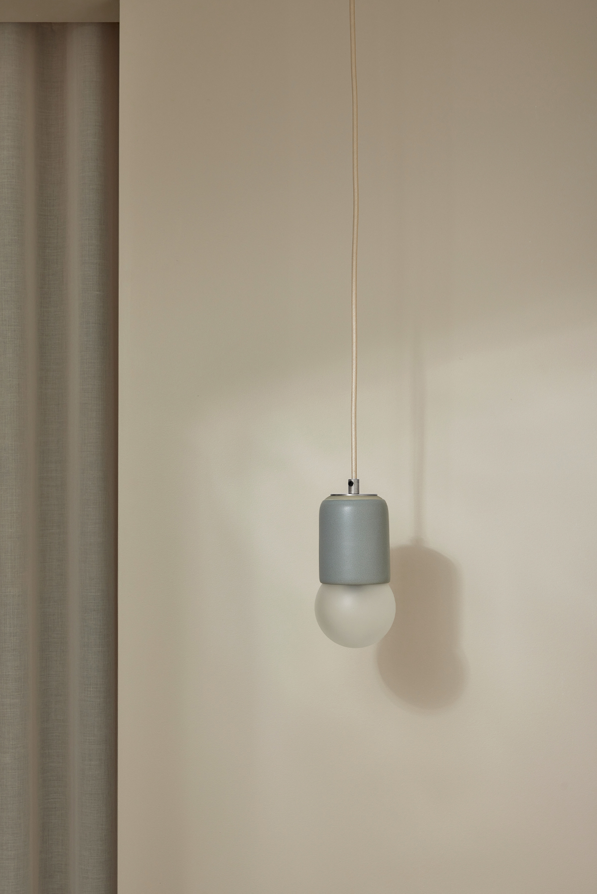 Terra 1 Pendant Light - Fabric Fog, Brushed Nickel