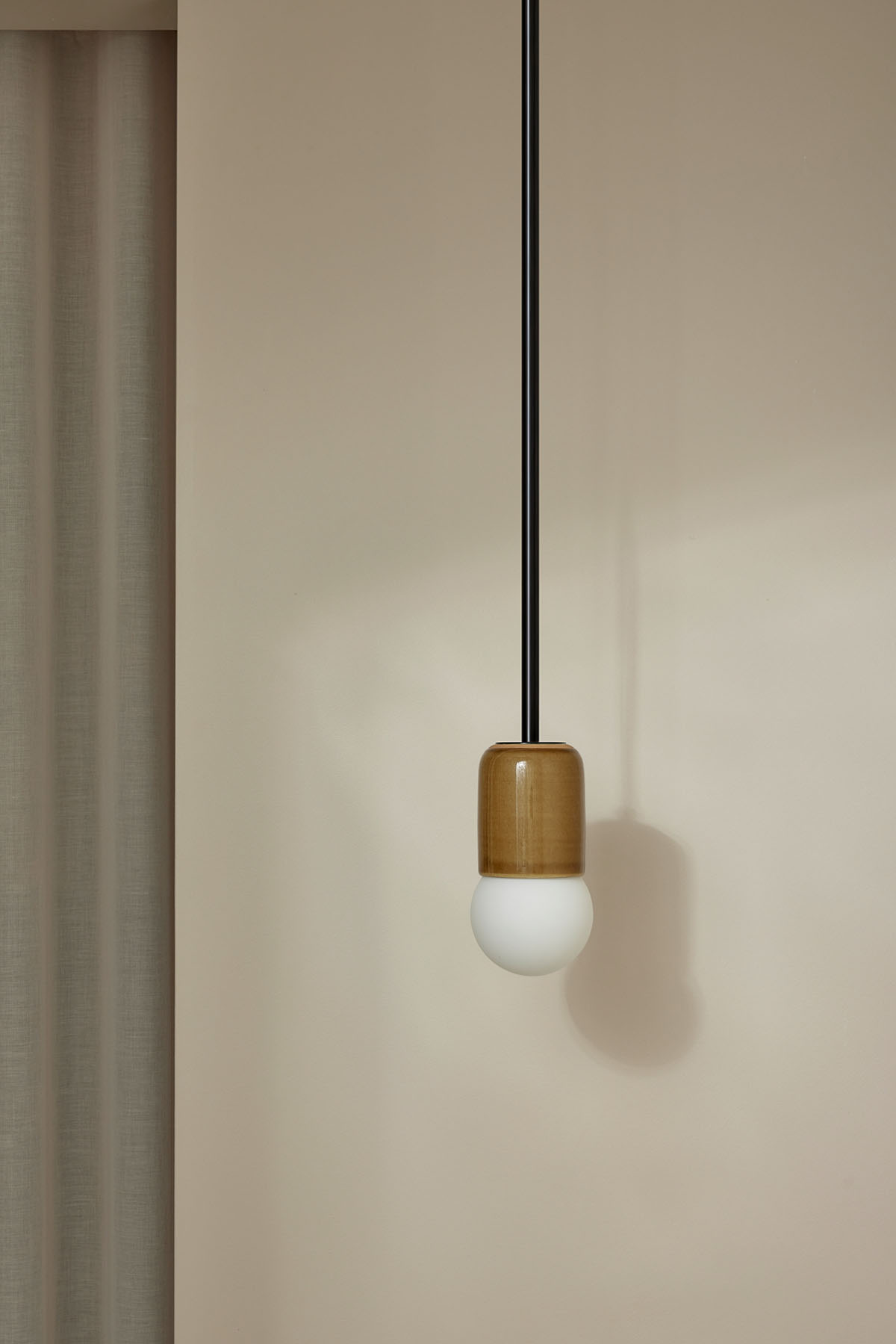 Terra 1 Pendant Light - Solid Rod Chartreuse, Brushed Black