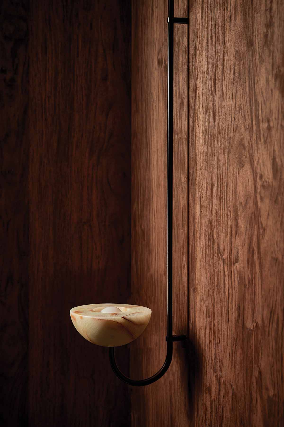 Aurelia Wall Light Small Cornice Jade Onyx & Brushed Black