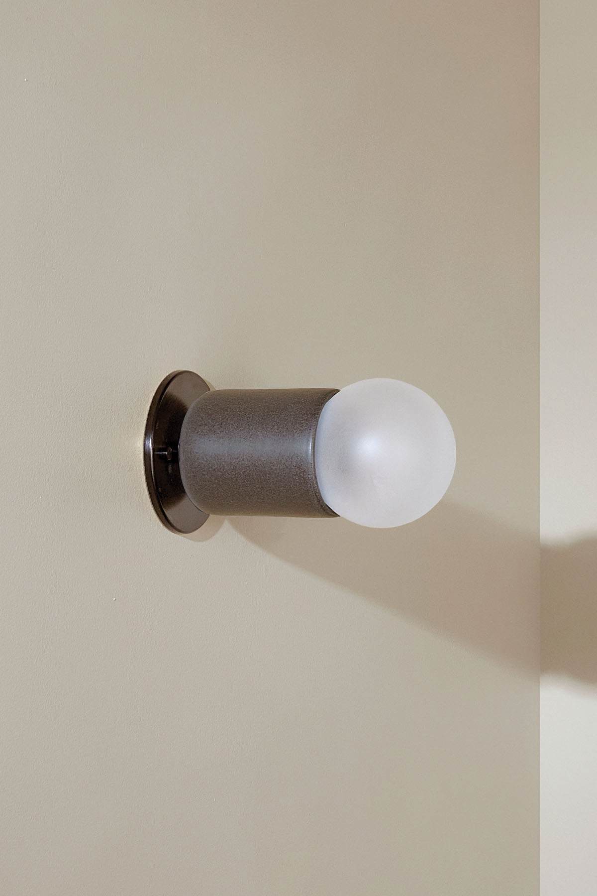 Terra 1 Surface Sconce Lead, Brushed Black, Slim Base Junction Box Adaptor
