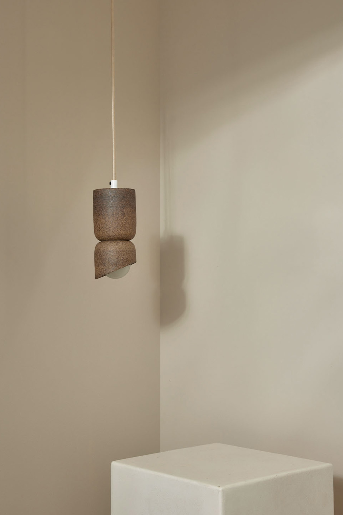 Terra 1.5 Pendant Light - Fabric Clay, White Satin