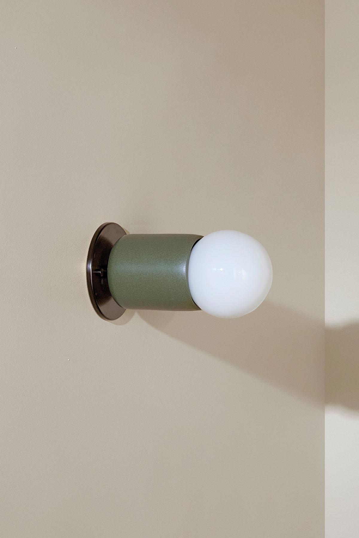 Terra 1 Surface Sconce Olive, Brushed Black, Slim Base Junction Box Adaptor