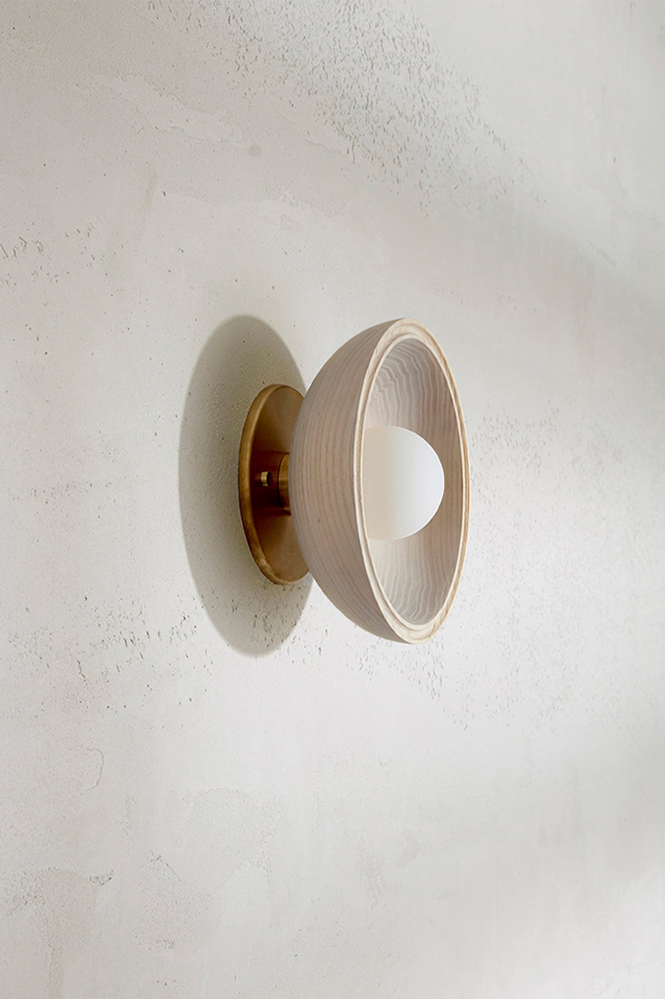 Selene Surface Sconce Small Bleached Ash & Brass