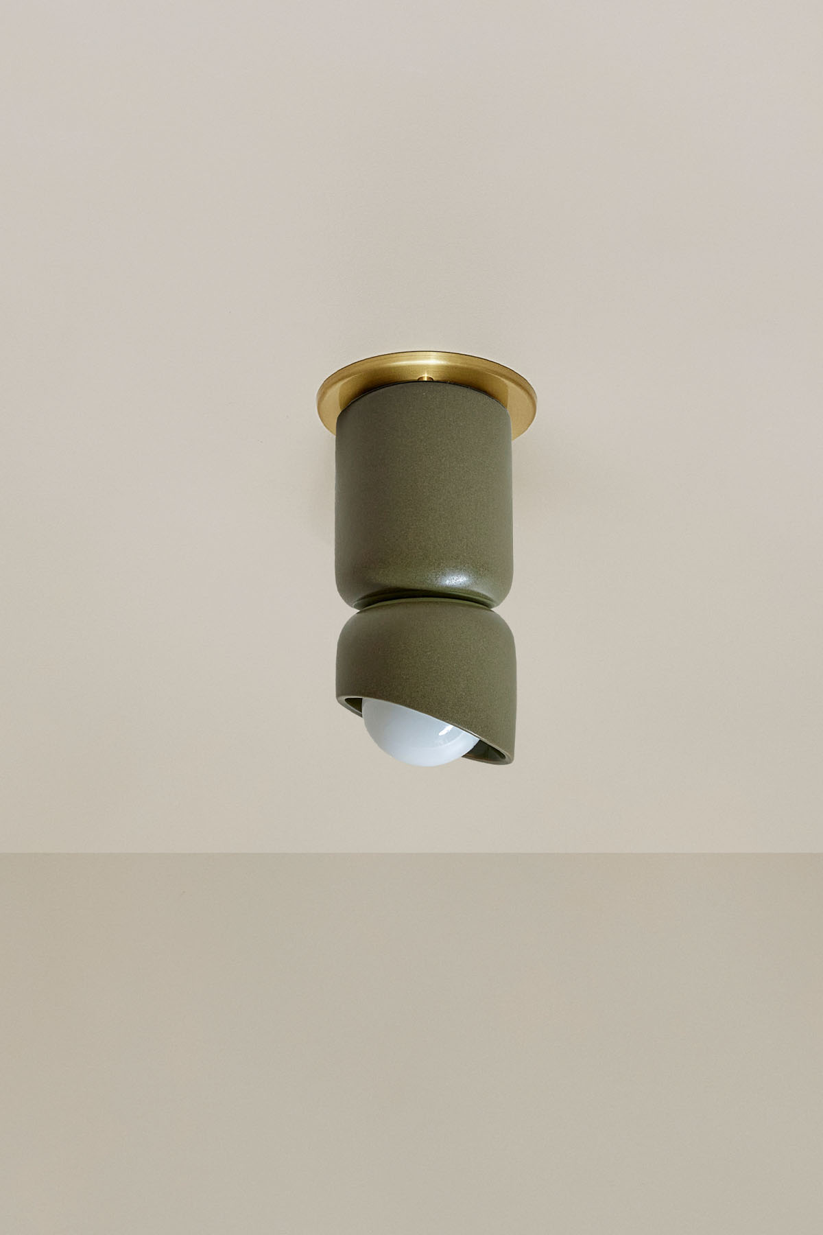 Terra 1.5 Ceiling Light Olive, Brass Slim Base Junction Box Adaptor
