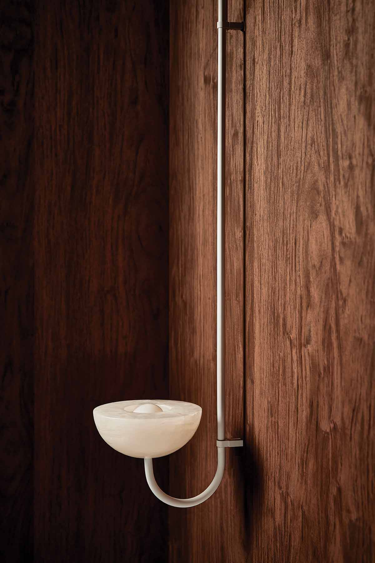 Aurelia Wall Light Small Cornice White Onyx & White Satin