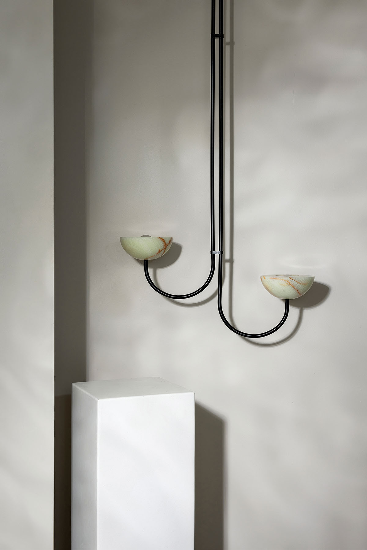 Aurelia Double Pendant Offset Small Jade Onyx & Brushed Black