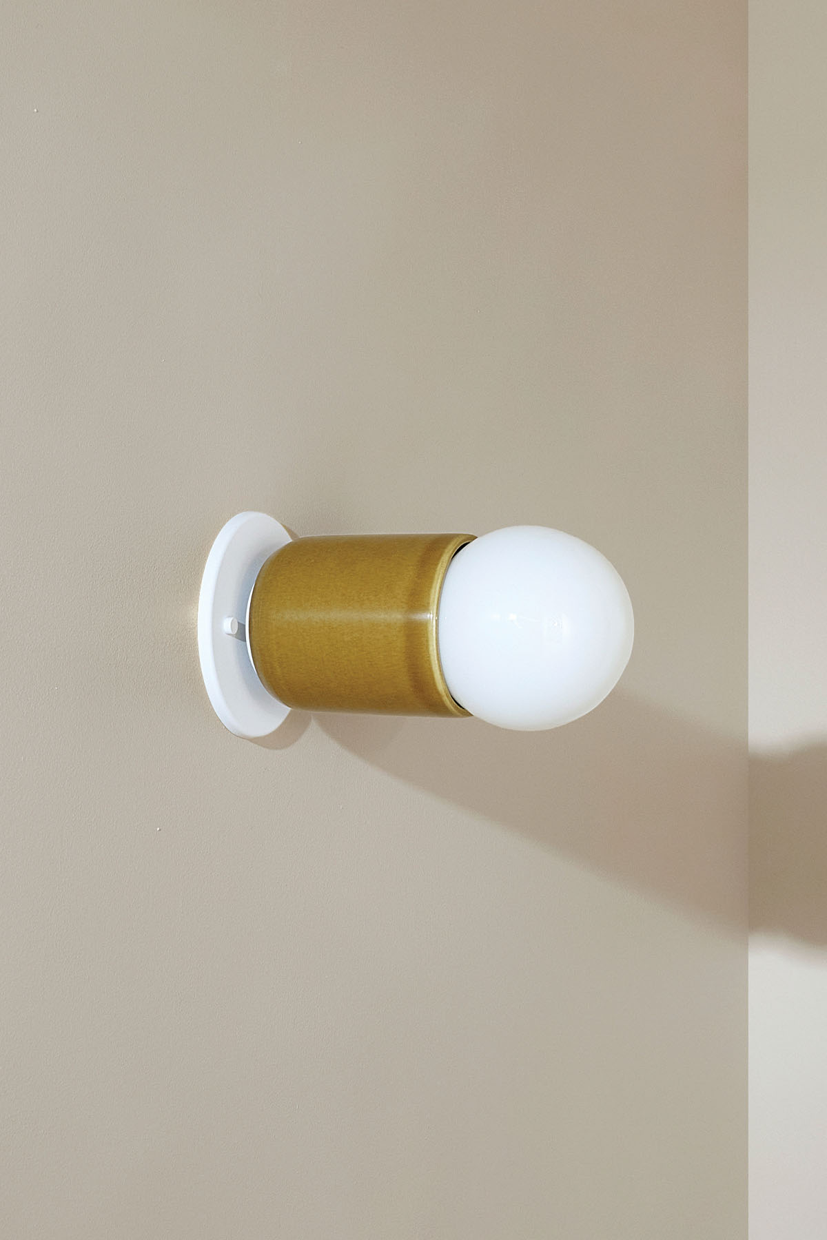 Terra 1 Surface Sconce Chartreuse, White Satin, Slim Base Junction Box Adaptor