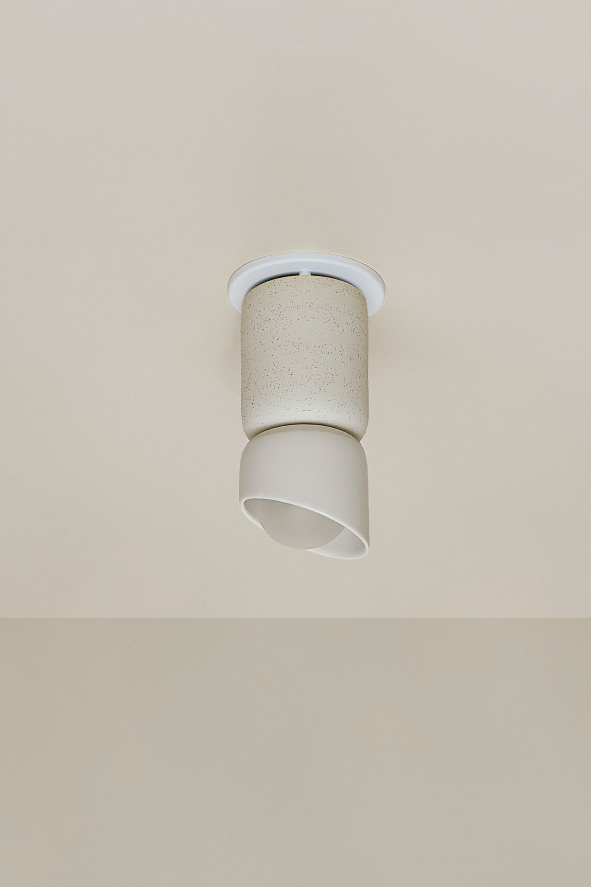 Terra 1.5 Ceiling Light Vanilla Bean, White Satin Slim Base Junction Box Adaptor