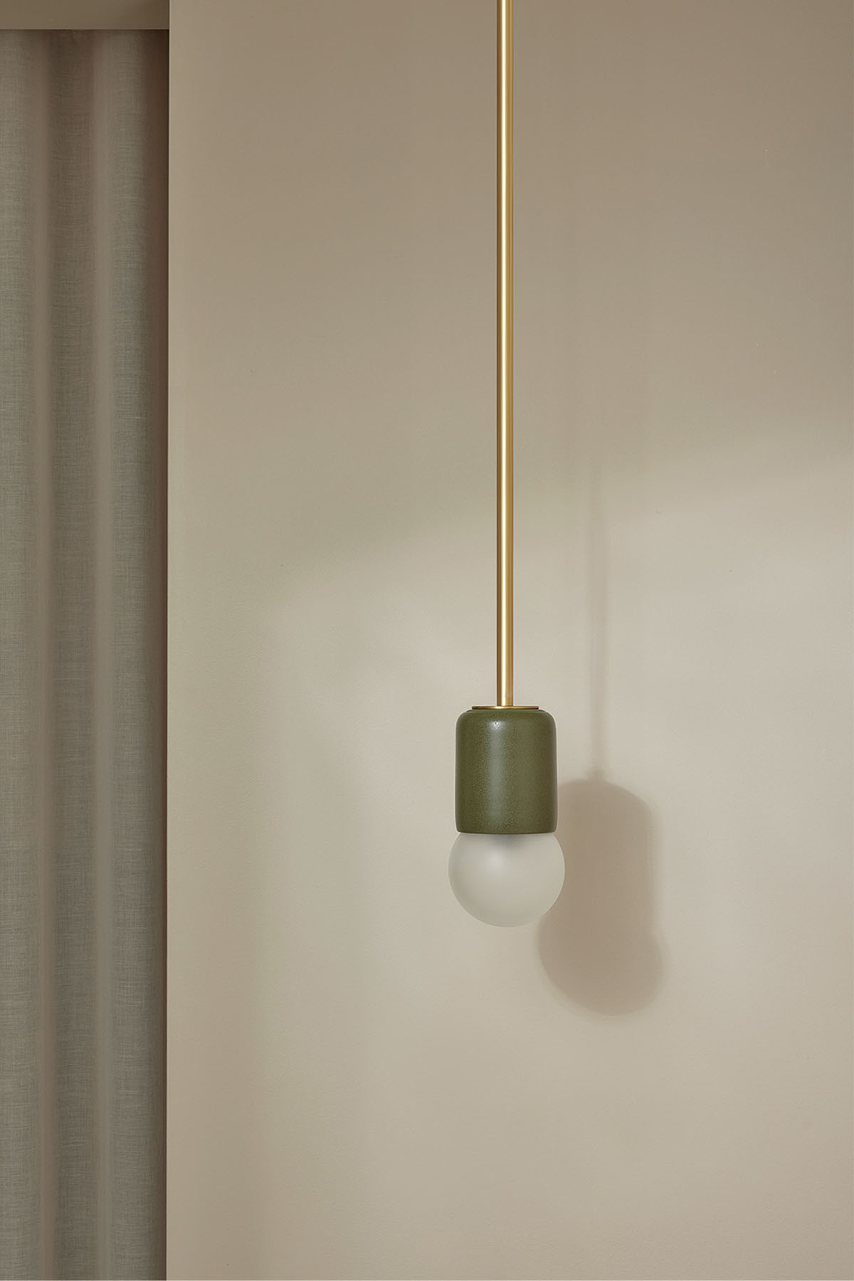 Terra 1 Pendant Light - Solid Rod Olive, Brass