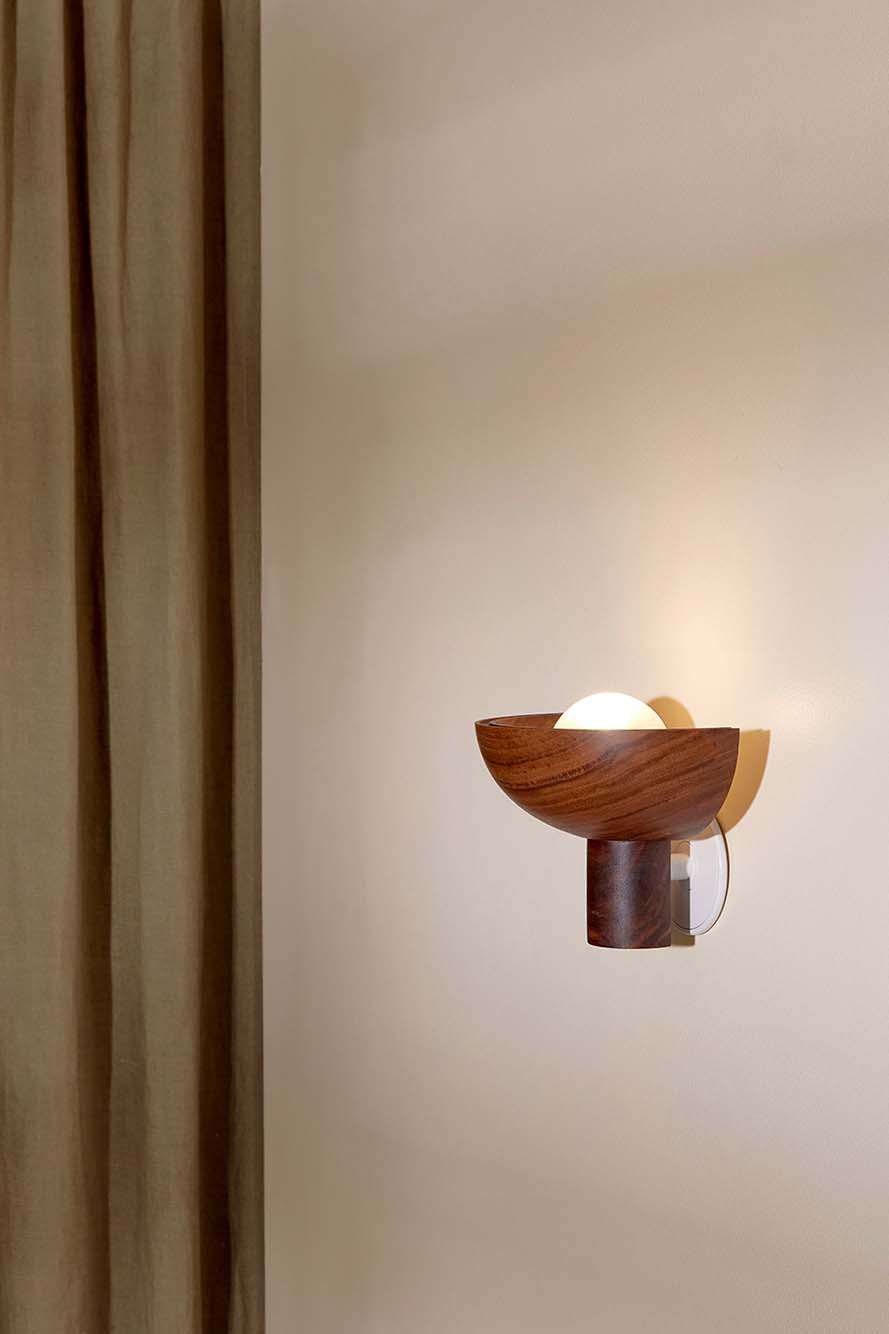 Selene Uplight - Small, Walnut, White Satin