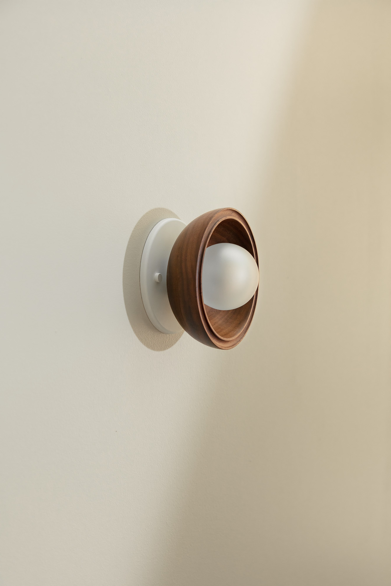 Selene Surface Sconce Mini Walnut & White Satin