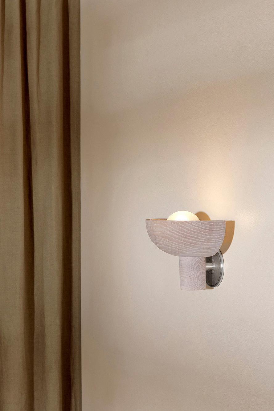 Selene Uplight - Small, Bleached Ash, Brushed Nickel
