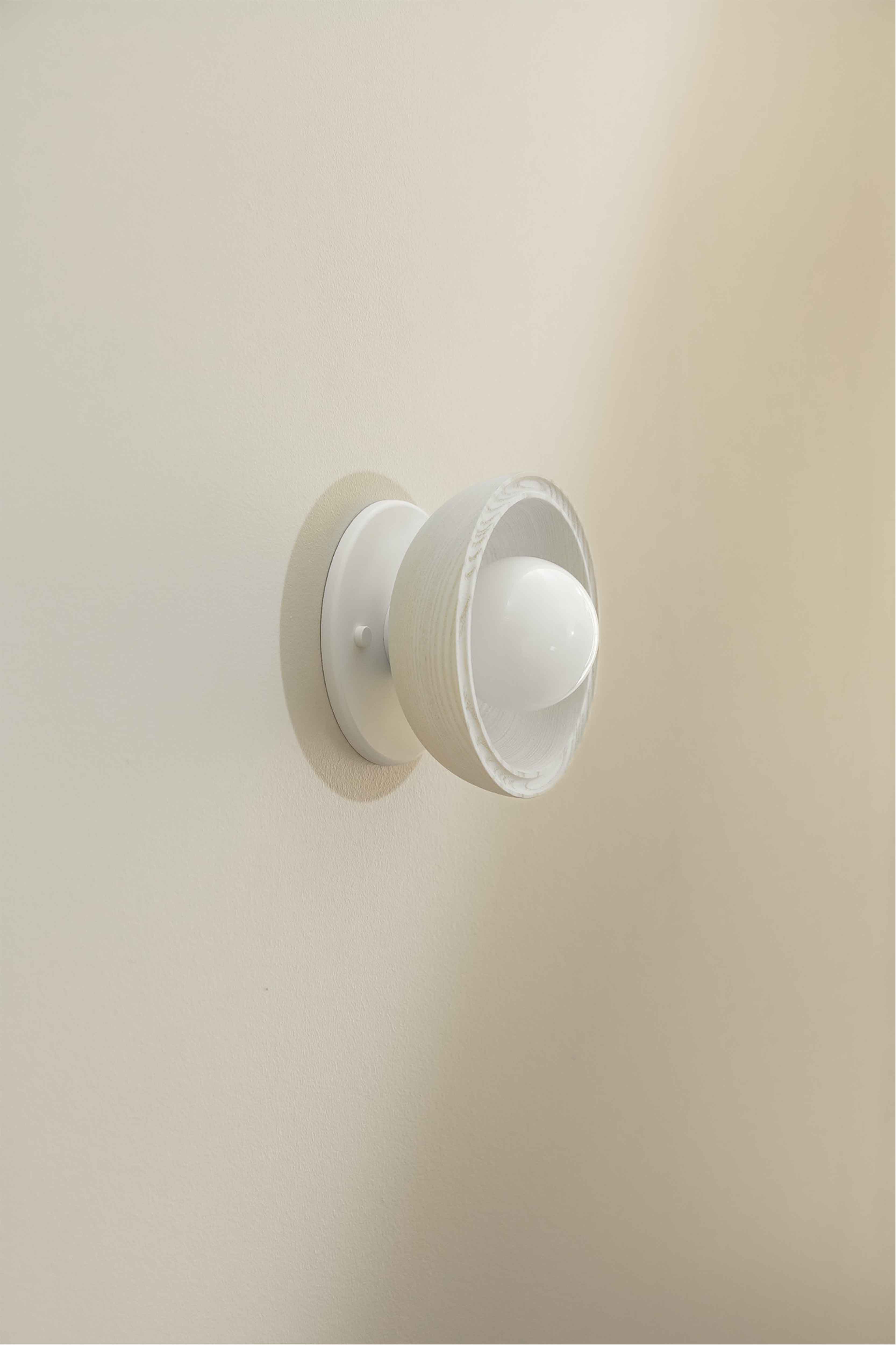 Selene Surface Sconce Mini Bleached Ash & White Satin