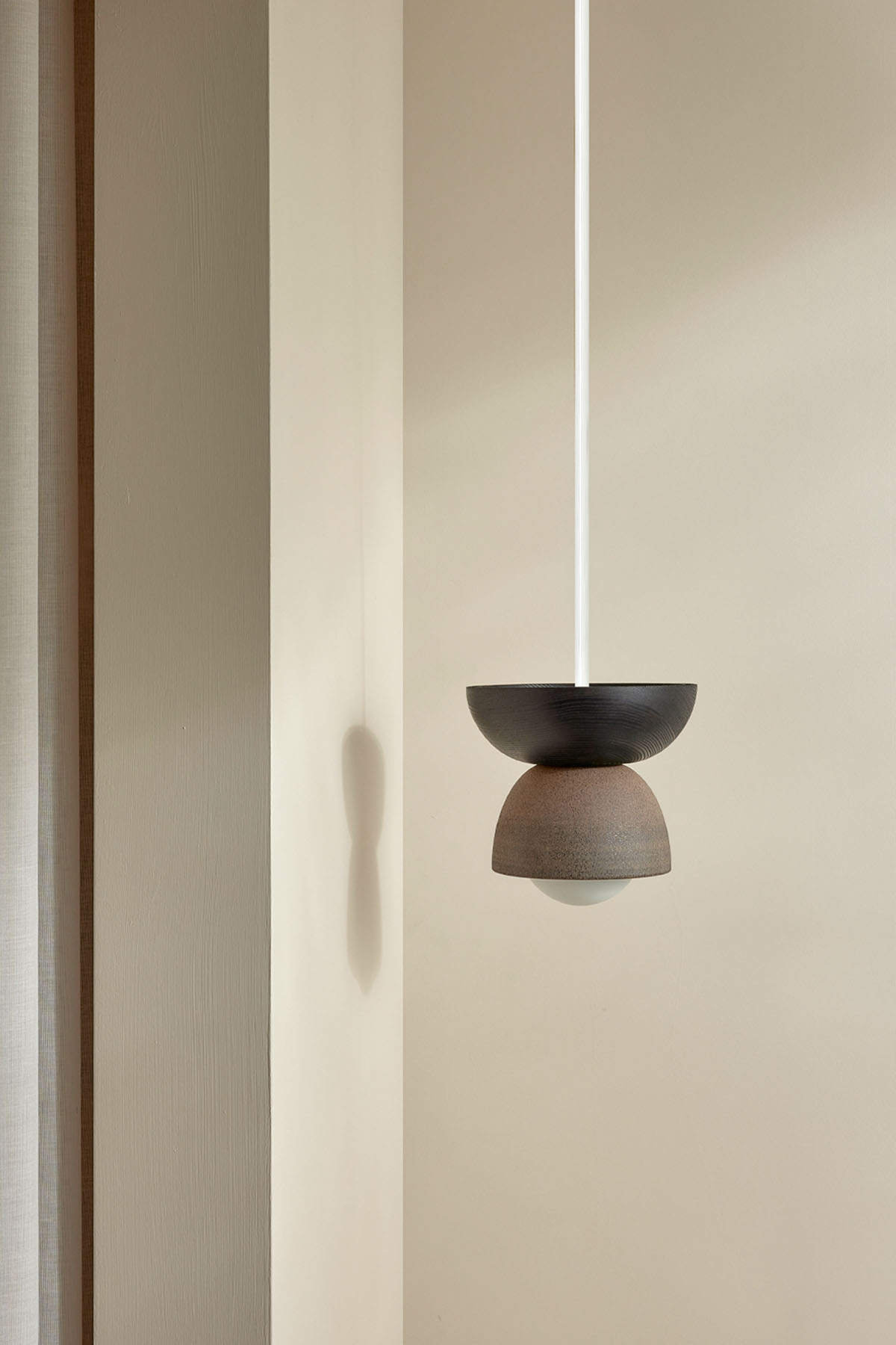 Terra 00 Pendant Light - Solid Rod Clay, Blackened Ash, White Satin
