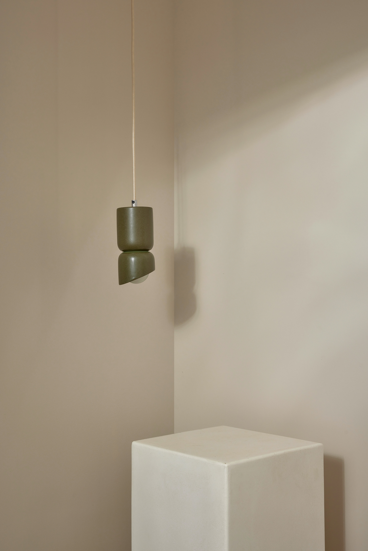 Terra 1.5 Pendant Light - Fabric Olive, Brushed Nickel