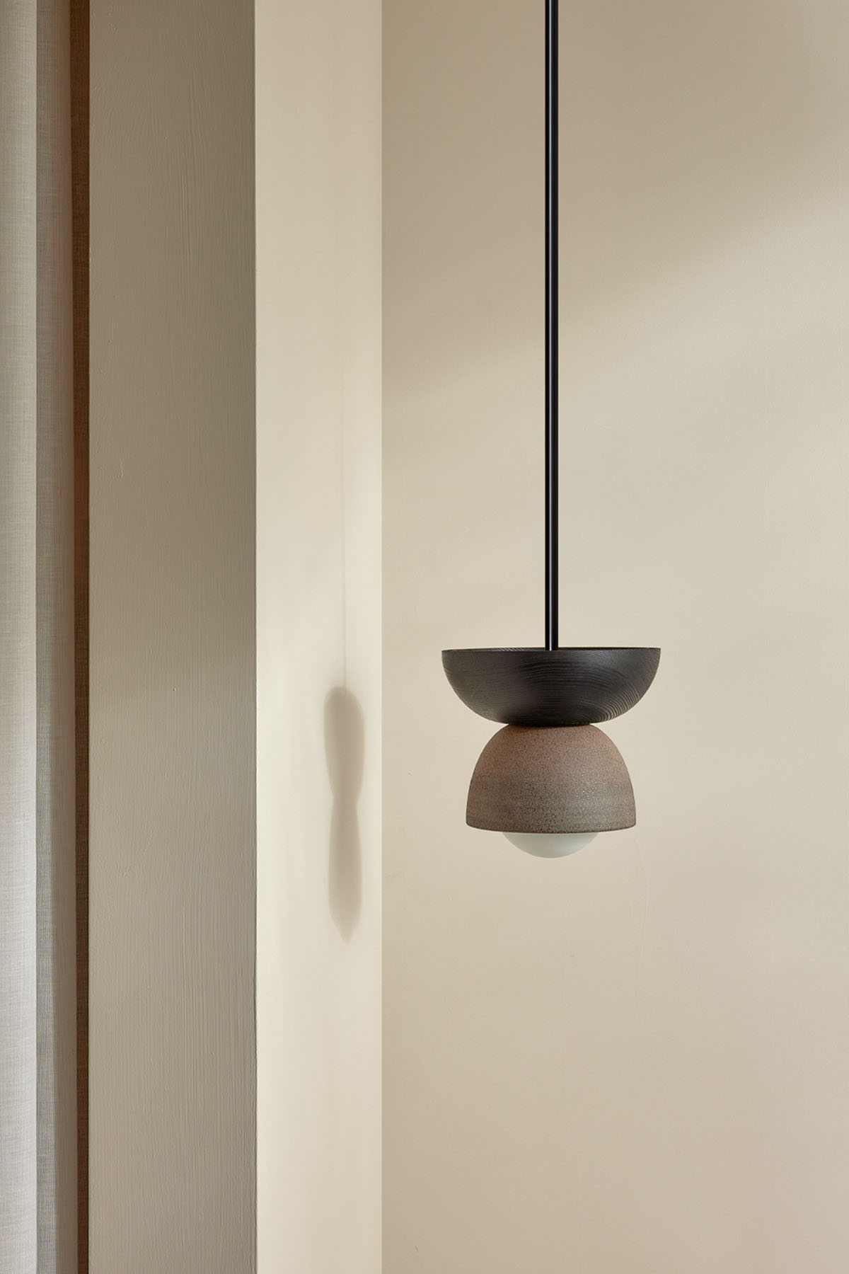 Terra 00 Pendant Light - Solid Rod Clay, Blackened Ash, Brushed Black