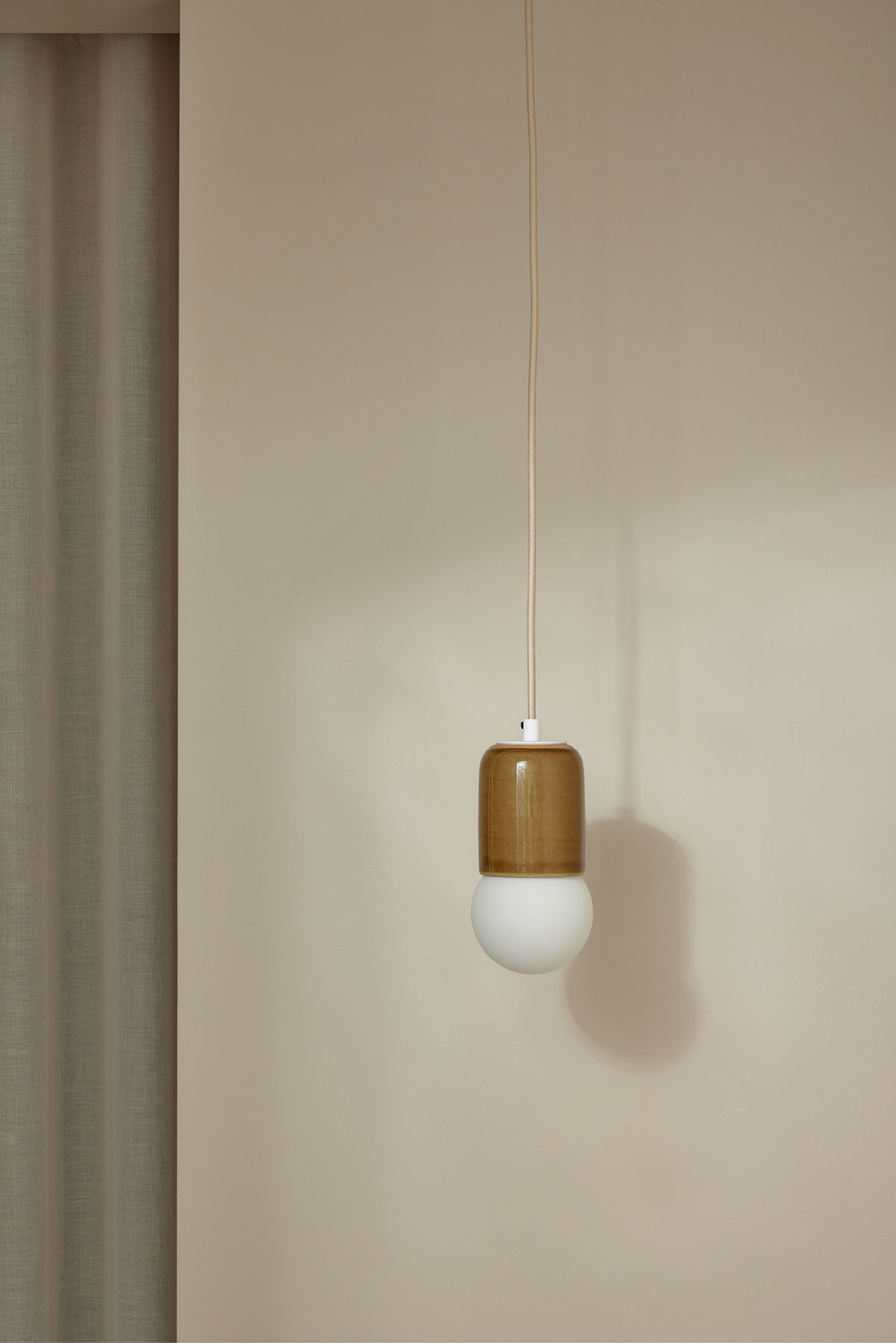 Terra 1 Pendant Light - Fabric Chartreuse, White Satin