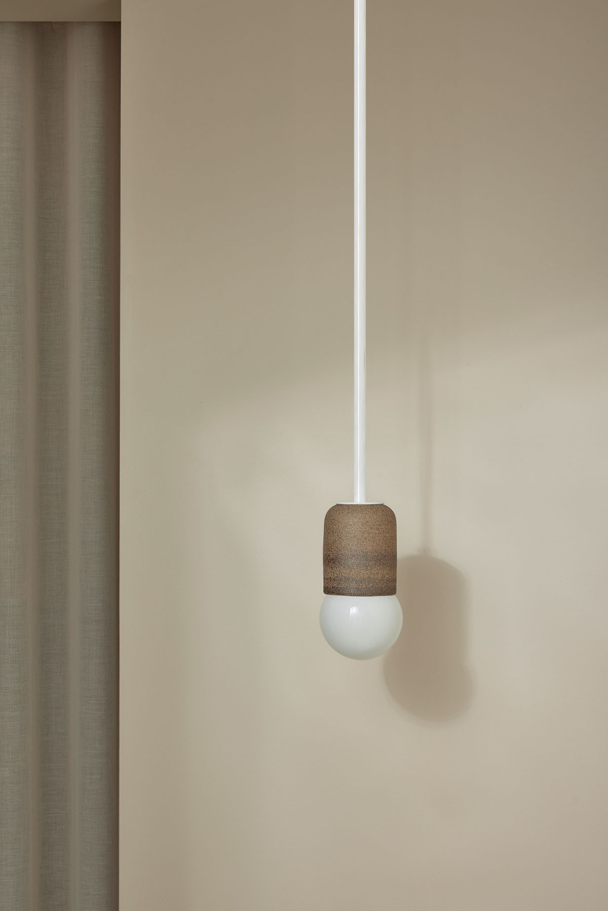 Terra 1 Pendant Light - Solid Rod Clay, White Satin