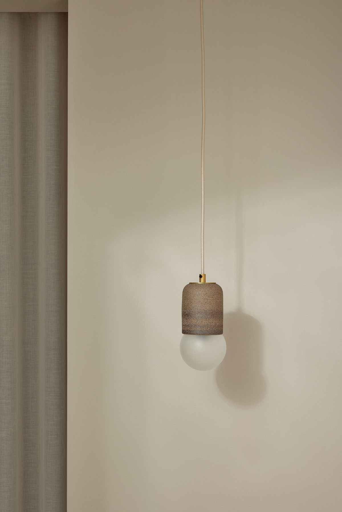 Terra 1 Pendant Light - Fabric Clay, Brass