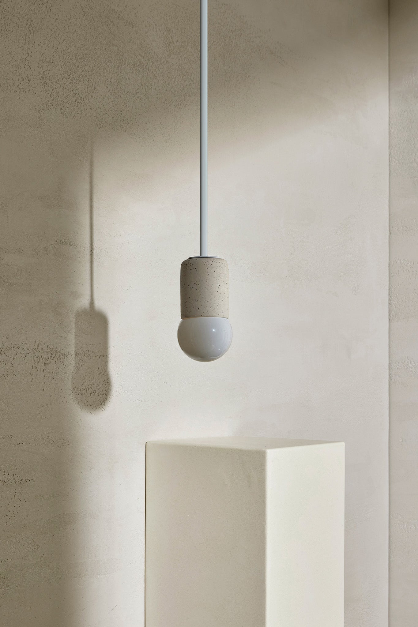Terra 1 Pendant Light - Solid Rod Vanilla Bean, White Satin