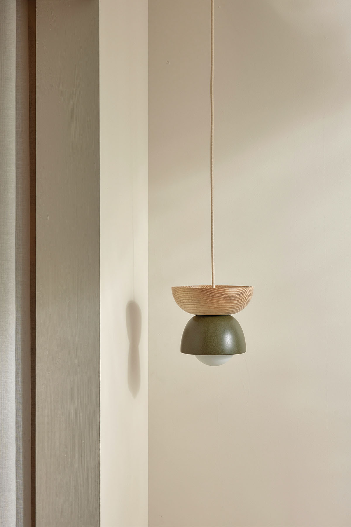 Terra 00 Pendant Light - Fabric Olive, Ash, Brushed Nickel