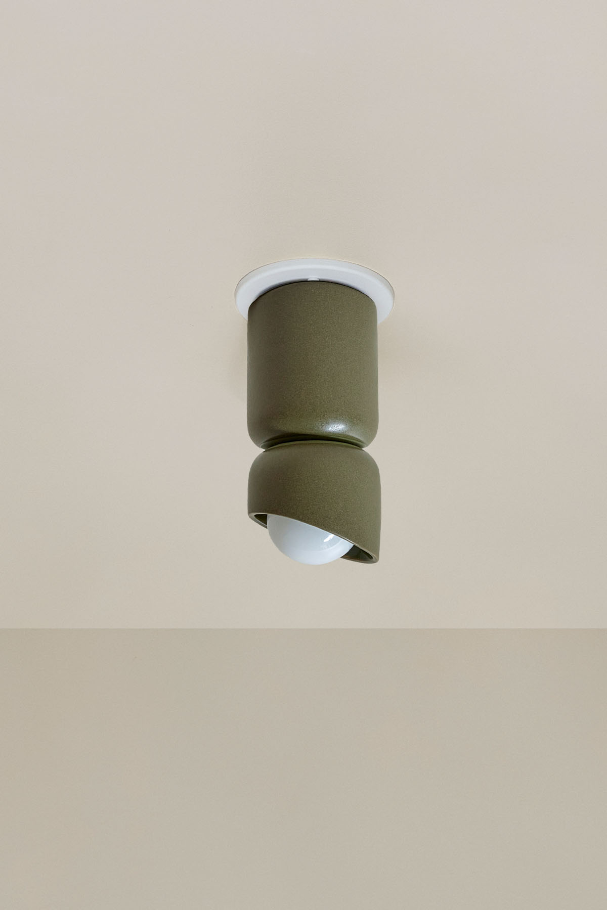 Terra 1.5 Ceiling Light Olive, White Satin Slim Base Junction Box Adaptor