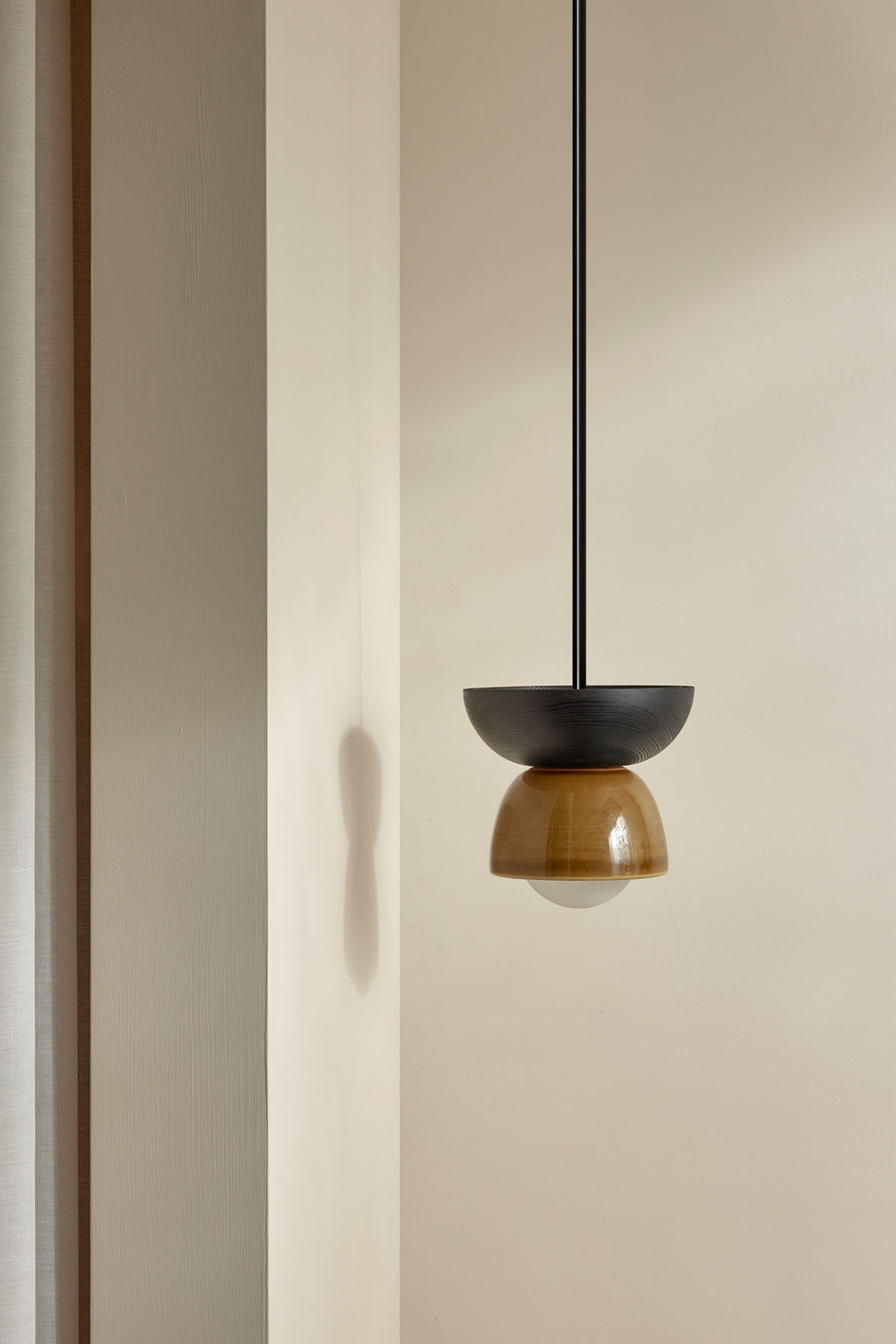 Terra 00 Pendant Light - Solid Rod Chartreuse, Blackened Ash, Brushed Black