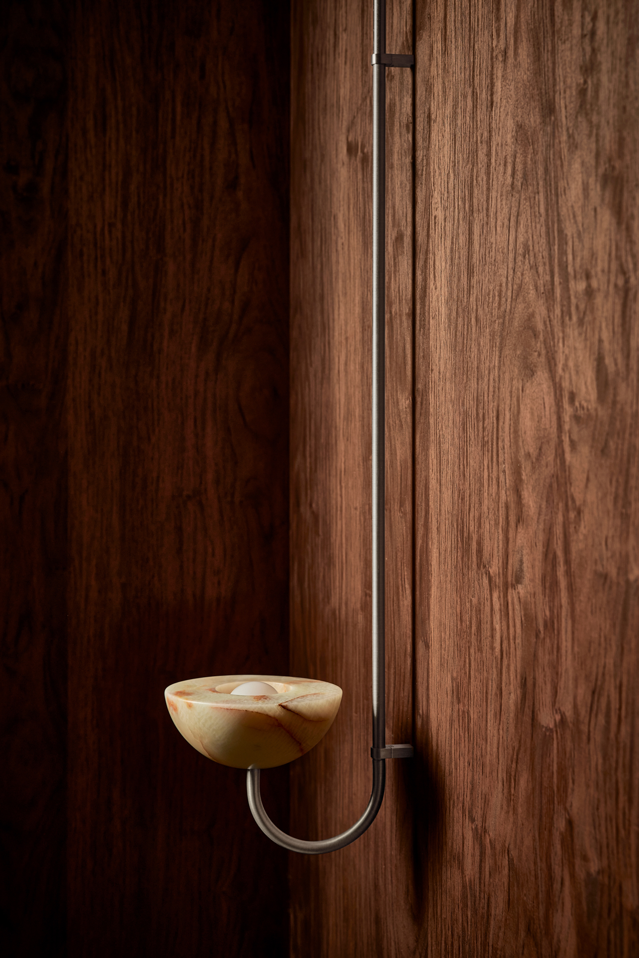Aurelia Wall Light Small Cornice Jade Onyx & Brushed Nickel