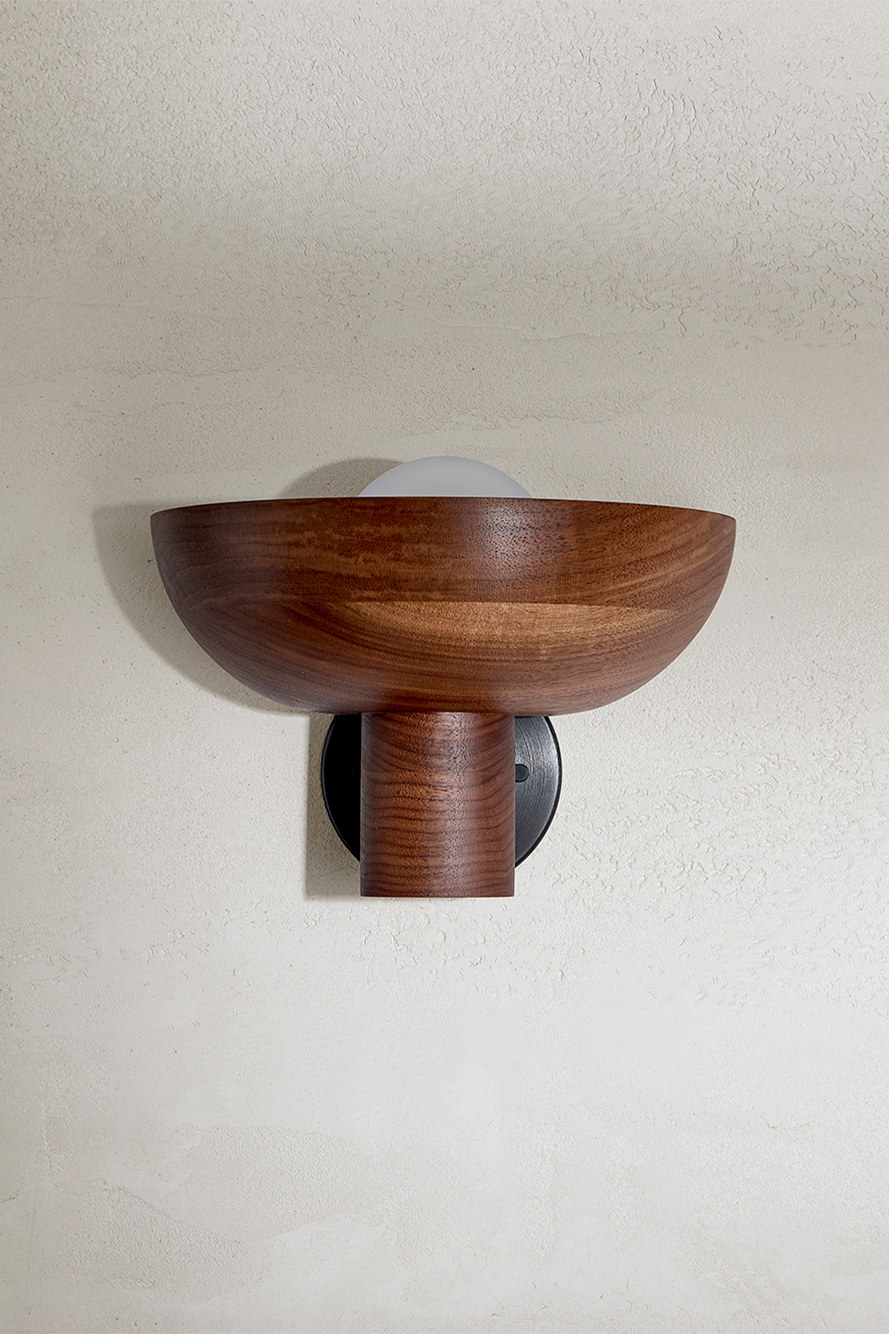 Selene Uplight Large Walnut & Brushed Black
