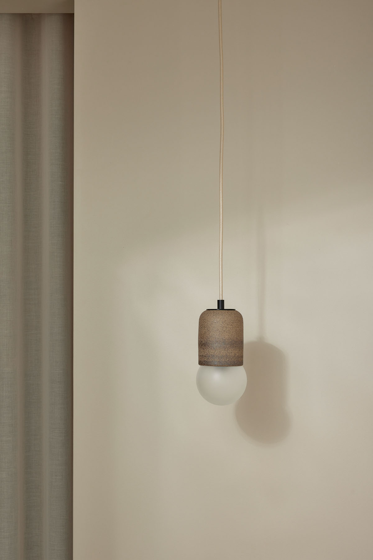 Terra 1 Pendant Light - Fabric Clay, Brushed Black