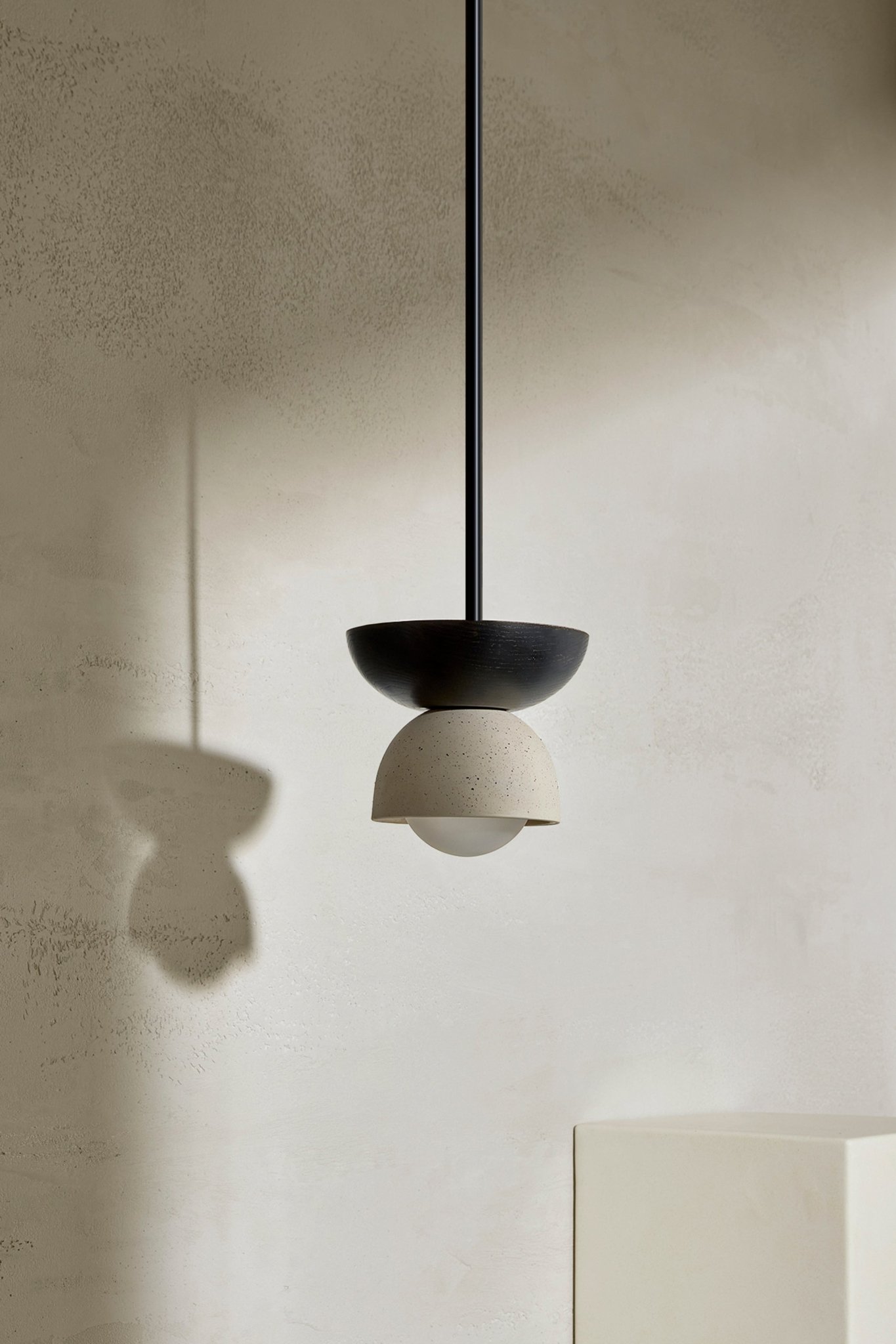 Terra 00 Pendant Light - Solid Rod Vanilla Bean, Blackened Ash, Brushed Black
