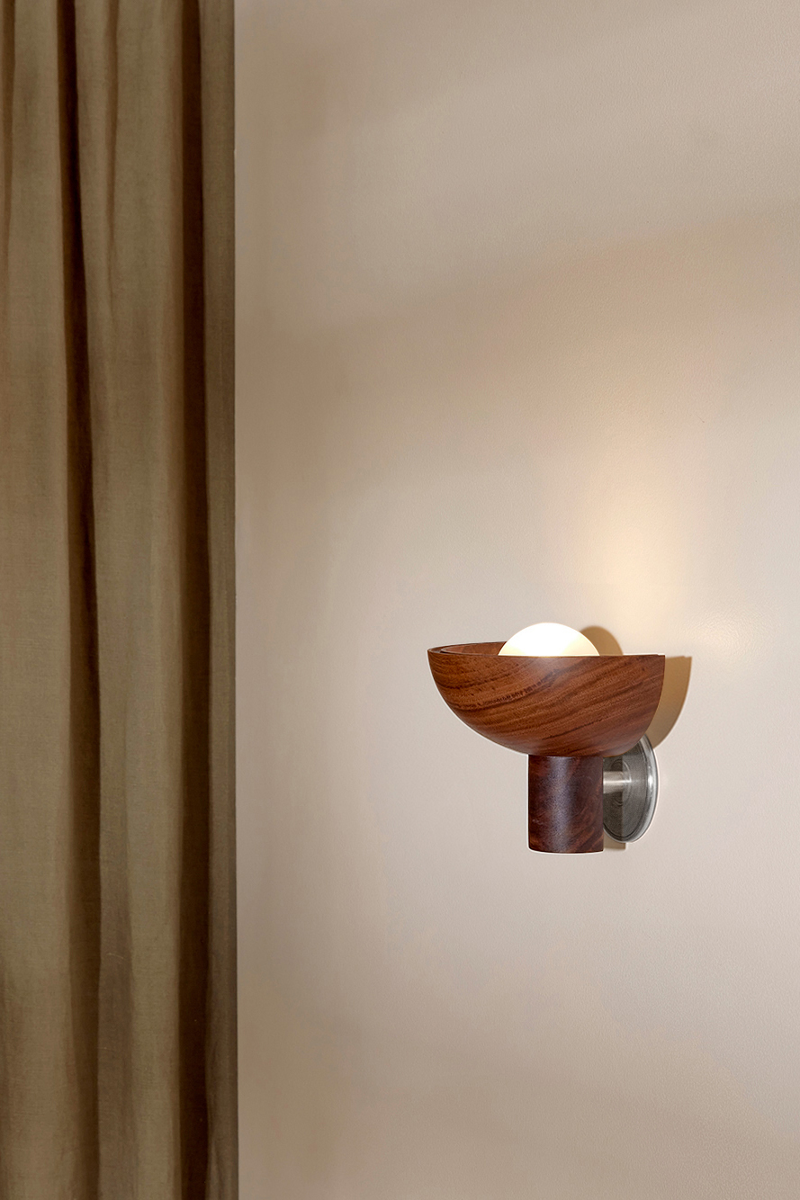 Selene Uplight - Small, Walnut, Brushed Nickel